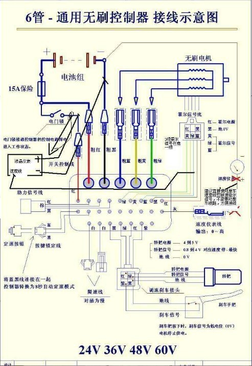 求松正350w无刷电机控制器wzkb4822kdflp1型接线图