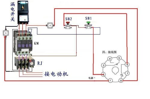 s時間繼電器跟380v轉220v交流接觸器控制三相馬達啟動停止按鈕接線圖