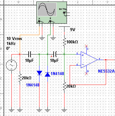 放大整形電路用ne5532做電壓跟隨器5532輸入正弦波輸出為什麼是高電平